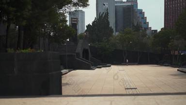 空视图共和国广场墨西哥城市包围树